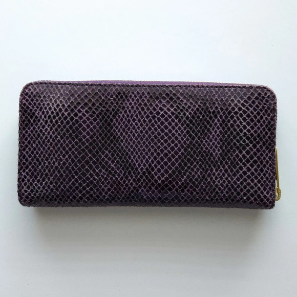 Michael Kors Purple & Gold Snakeskin Continental Zip Wallet - Picture 2 of 6